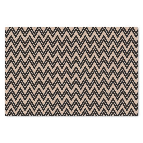 Black Zigzag Chevron Over Tan Background Tissue Paper