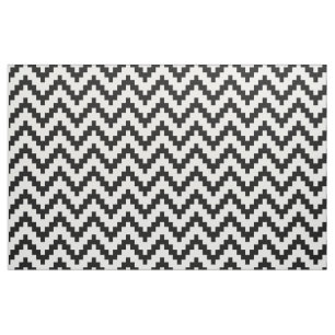 Black Zigzag Ikat & Custom White Background Fabric