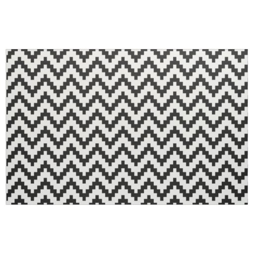 Black Zigzag Ikat & Custom White Background Fabric
