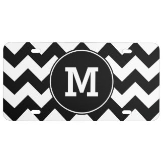 Black Zigzag Pattern Monogram License Plate