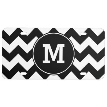 Black Zigzag Pattern Monogram License Plate by cliffviewgraphics at Zazzle