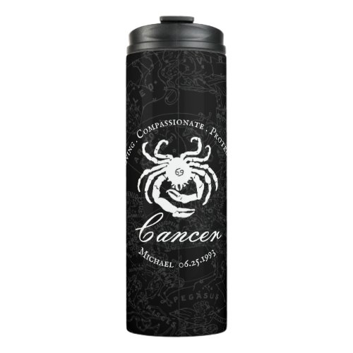 Black Zodiac Cancer Astrology Sign Characteristics Thermal Tumbler