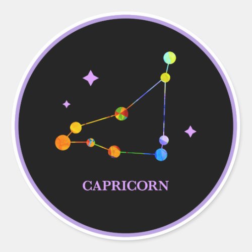 Black Zodiac Capricorn Rainbow Sticker