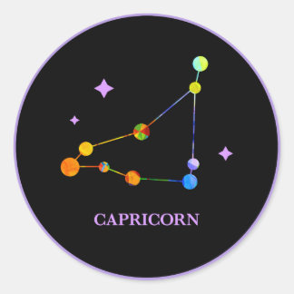 Black Zodiac Capricorn Rainbow Sticker