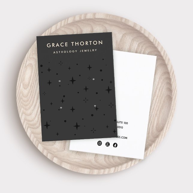 Black Zodiac Celestial Star 4 Hole Earring  Business Card (Creator Uploaded)