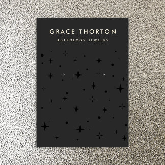 Black Zodiac Celestial Star Earring Display Business Card