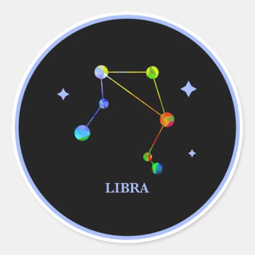 Black Zodiac Libra Rainbow Sticker