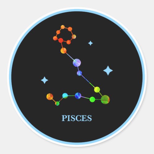 Black Zodiac Pisces Rainbow Sticker