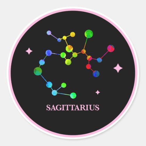 Black Zodiac Sagittarius Rainbow Sticker