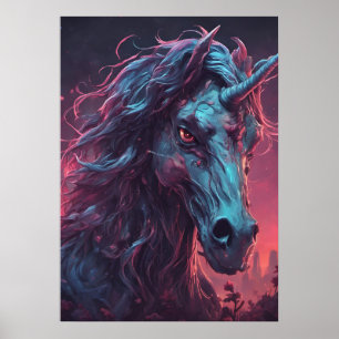 Black Zombie Unicorn Poster