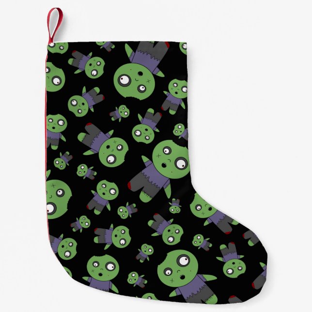 Black zombies small christmas stocking (Front)