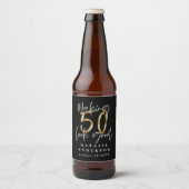 Blacka nd gold 50th birthday party favor beer bottle label (Front)