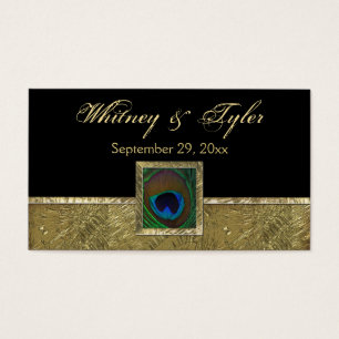 Blackand Gold Peacock Feather Wedding Favor Tag