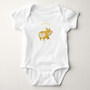 BlackBackground Corgi DogCartoon Valentine Baby Bodysuit