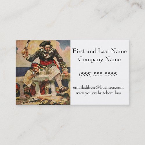 Blackbeard Buccaneer Pirate and Mate Illustration Business Card
