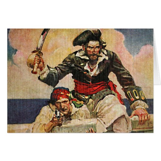 Blackbeard Buccaneer Pirate and Mate Illustration Cards (Front Horizontal)