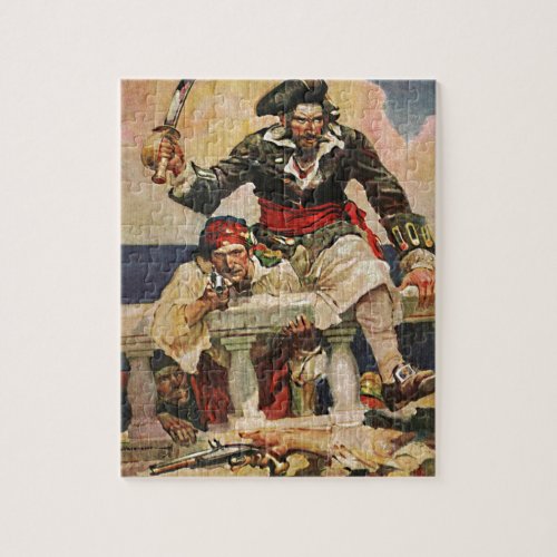 Blackbeard Buccaneer Pirate and Mate Illustration Jigsaw Puzzle