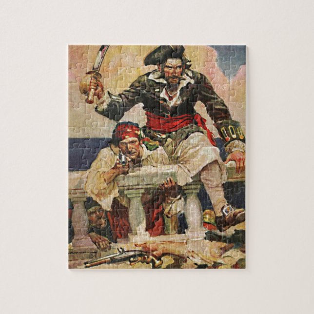 Blackbeard Buccaneer Pirate and Mate Illustration Jigsaw Puzzle (Vertical)