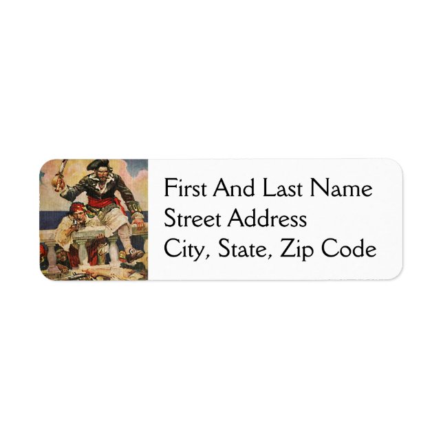 Blackbeard Buccaneer Pirate and Mate Illustration Label (Front)