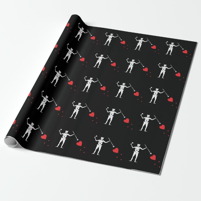 Blackbeard Edward Teach Pirate Flag Wrapping Paper (Unrolled)