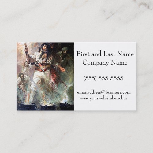 Blackbeard on Fire Haunted Pirate Vintage Art Business Card