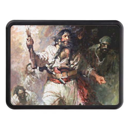 Blackbeard on Fire Haunted Pirate Vintage Art Hitch Cover