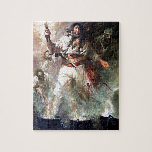 Blackbeard on Fire Haunted Pirate Vintage Art Jigsaw Puzzle