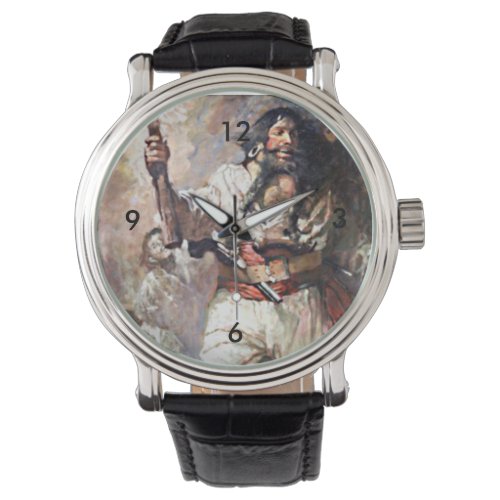Blackbeard on Fire Haunted Pirate Vintage Art Watch