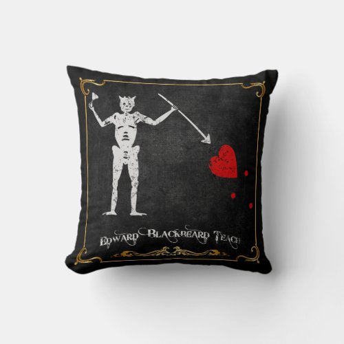 Blackbeard Pirate Flag Throw Pillow