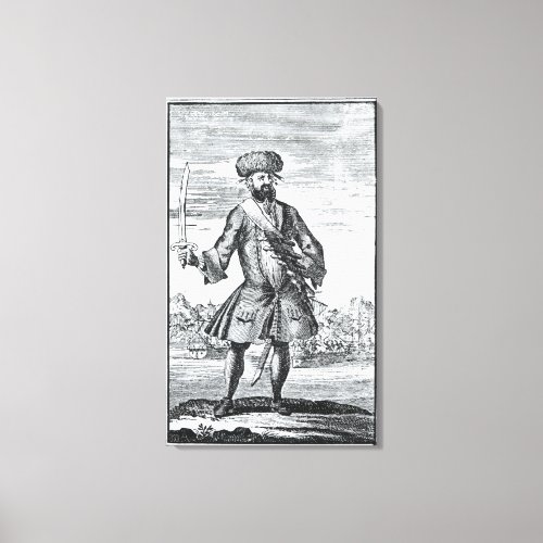 Blackbeard the Pirate from A General History of Canvas Print