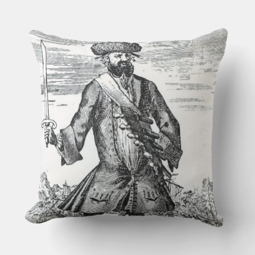 Blackbeard the Pirate from A General History of Throw Pillow