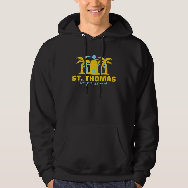 Blackbeardu2019s Castle Palm Trees St Thomas Virgi Hoodie (Front)