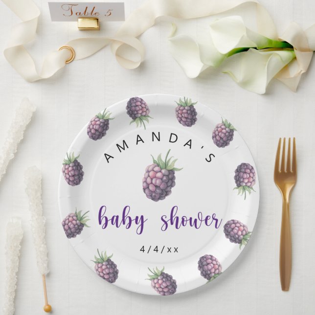 Blackberries - Baby shower Paper Plates (Wedding)