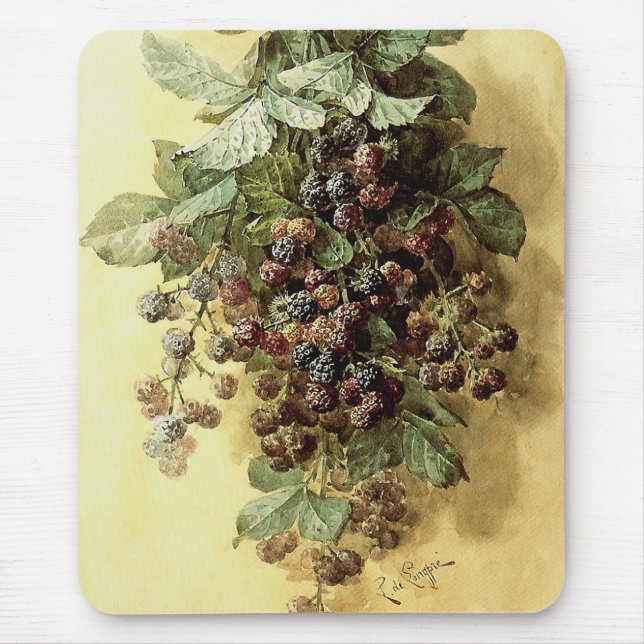 ‘Blackberries’ by Paul de Longpré Mouse Pad (Front)