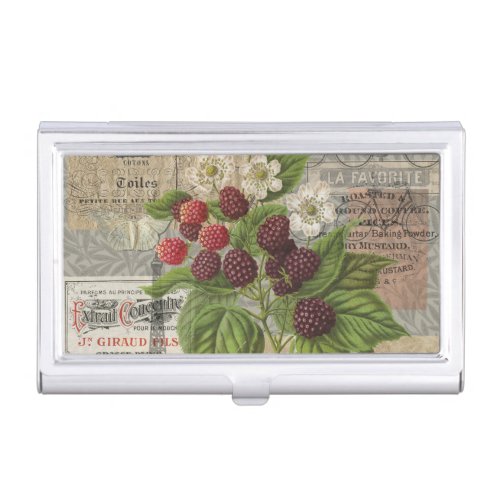 Blackberries Floral Garden Flower Butterfly Art Business Card Case