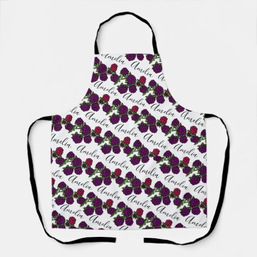 Blackberries fruit drawing name pattern apron