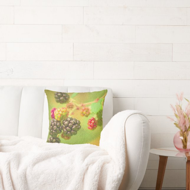 "Blackberries Fruit Plant" Cute Photo. Buy Now Throw Pillow (Couch)