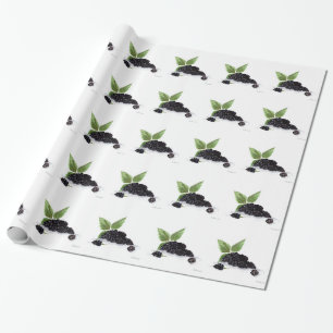 Blackberries fruits watercolour painting wrapping paper