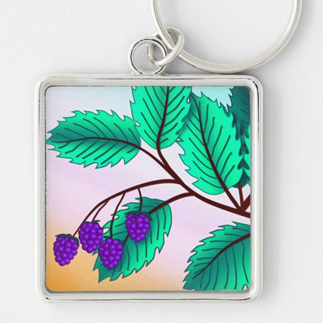 Blackberries on a branch keychain (Front)