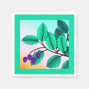 Blackberries on a branch napkins