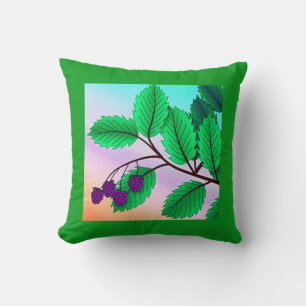 Blackberries on a branch throw pillow