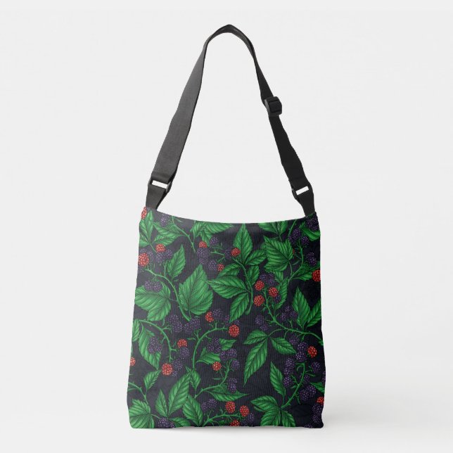 Blackberries on dark gray crossbody bag (Front)