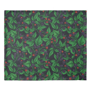 Blackberries on dark gray duvet cover
