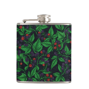 Blackberries on dark gray flask