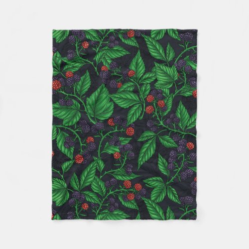 Blackberries on dark gray fleece blanket