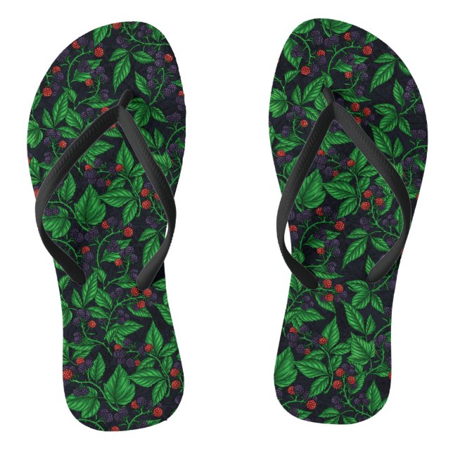 Blackberries on dark gray flip flops (Footbed)