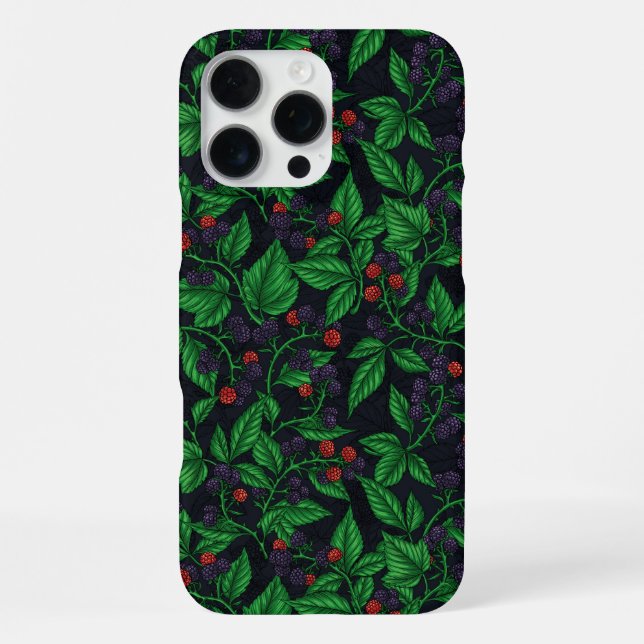 Blackberries on dark gray iPhone case (Back)
