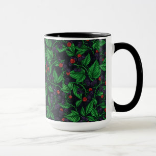 Blackberries on dark gray mug