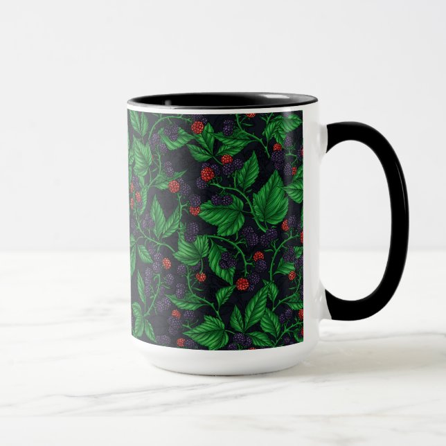 Blackberries on dark gray mug (Right)