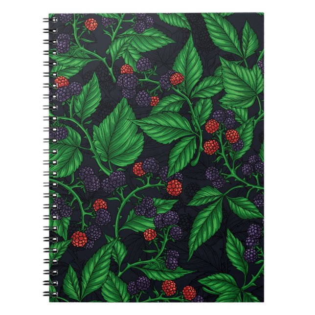 Blackberries on dark gray notebook (Front)
